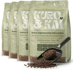 KURO & KAI Arena Natural para Gatos de Hueso de Oliva – Aglomerante, Sin Perfume, Carbón Activo, Poco Polvo, 4,8 kg