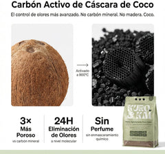 KURO & KAI Arena Natural para Gatos de Hueso de Oliva – Aglomerante, Sin Perfume, Carbón Activo, Poco Polvo, 4,8 kg